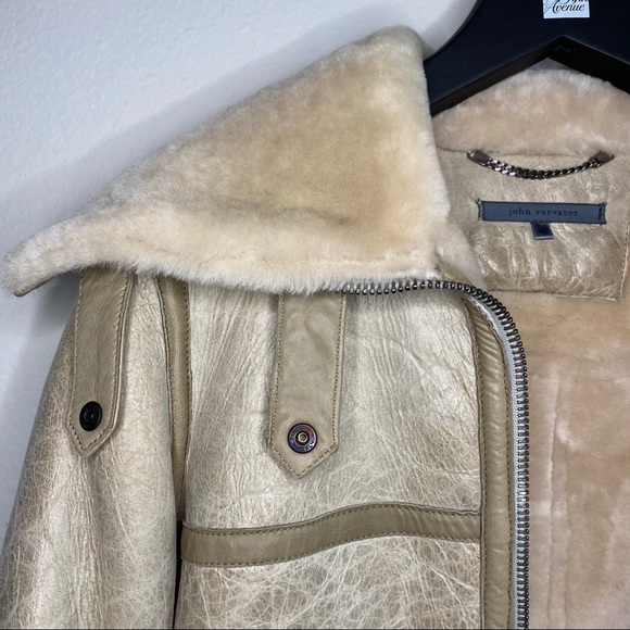 John Varvatos Shearling Aviator Jacket sz 40 - XS - Picture 3 of 10